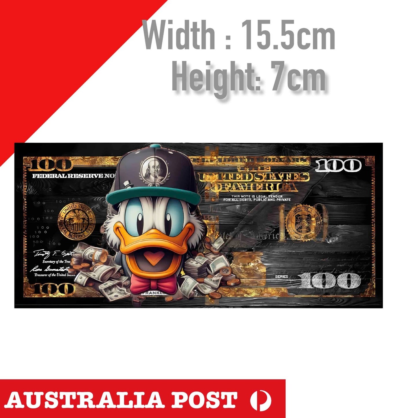 100 Dollars Donald Duck Black Note  Sticker