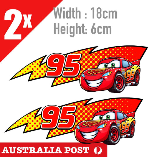 Disney Cars Lightning McQueen 95 Flame Number 2x Sticker