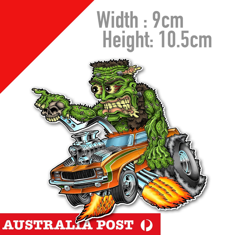 Monster Hot Rod Rider, American Hot Rod Monster , Man-Cave Sticker ...