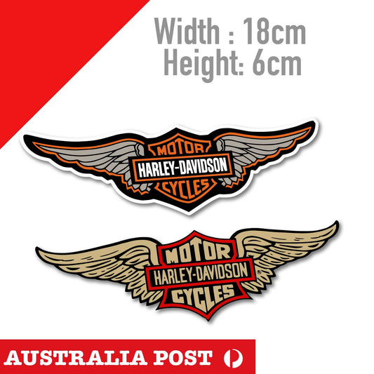 Harley Davidson Motorcycle WING Logo, Fuel Tank Logo Decal  2 pieces Stickers