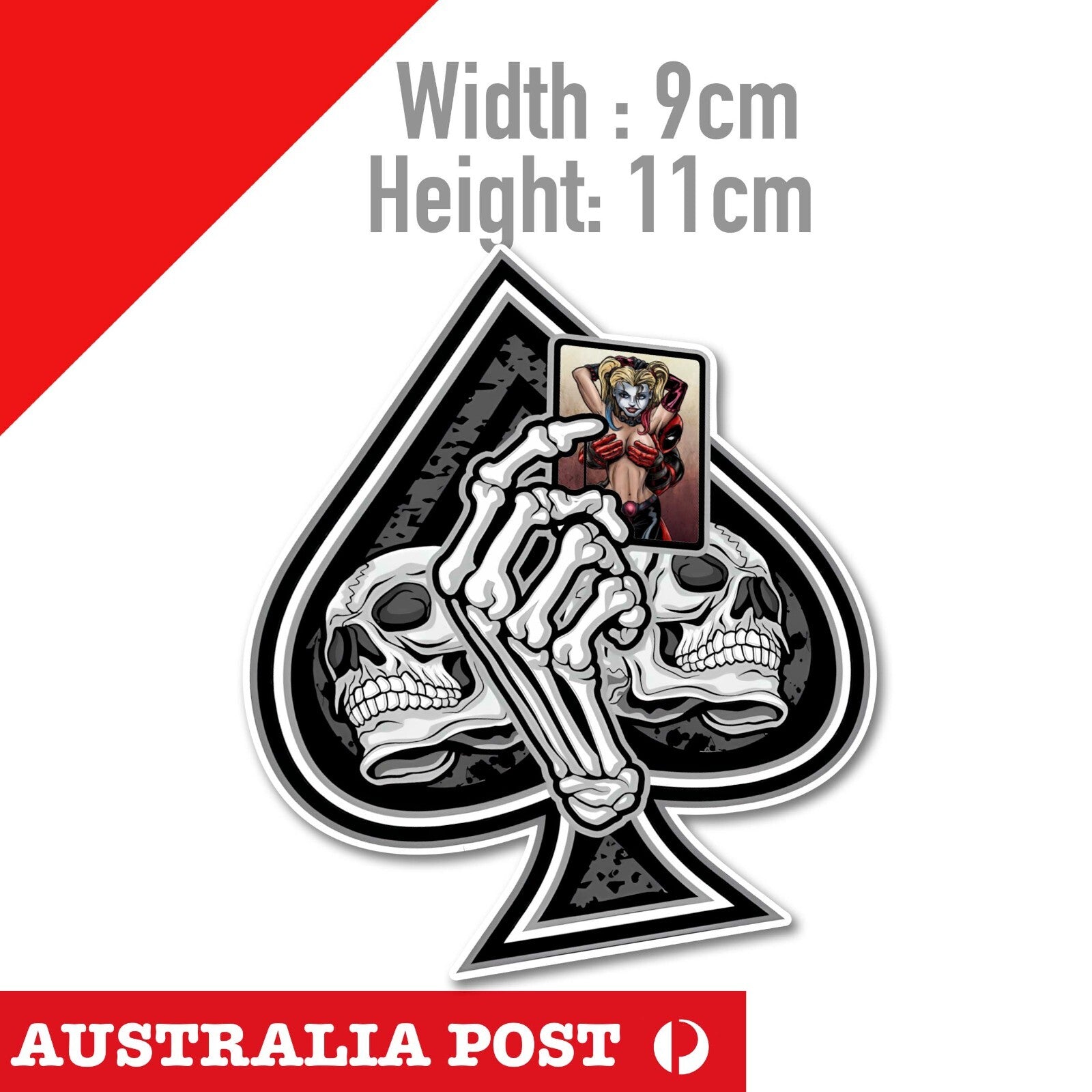 Harley Quinn and Deadpool Skull Spade Sticker