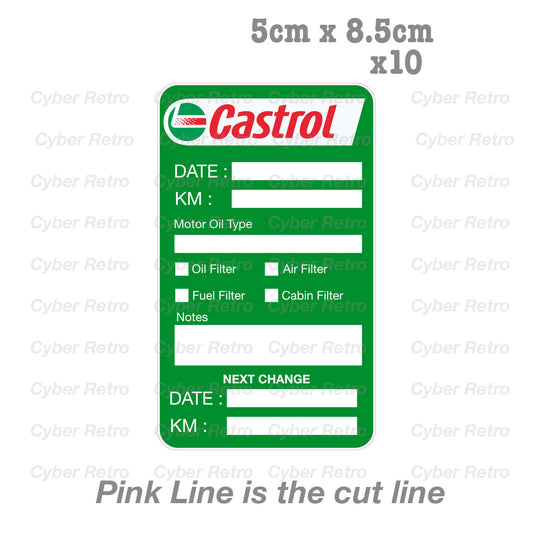 CASTROL Oil Change Service Reminder x10 Stickers , Cars Trucks Vans Sticker