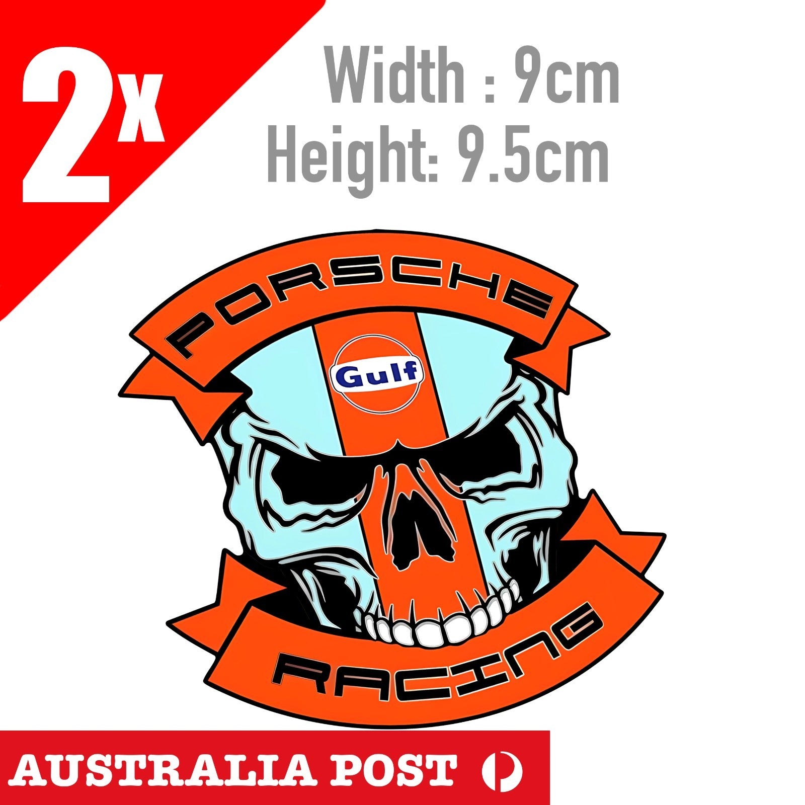 GULF  Skull Badge for Porsche Round,  Laptop , Car  Sticker