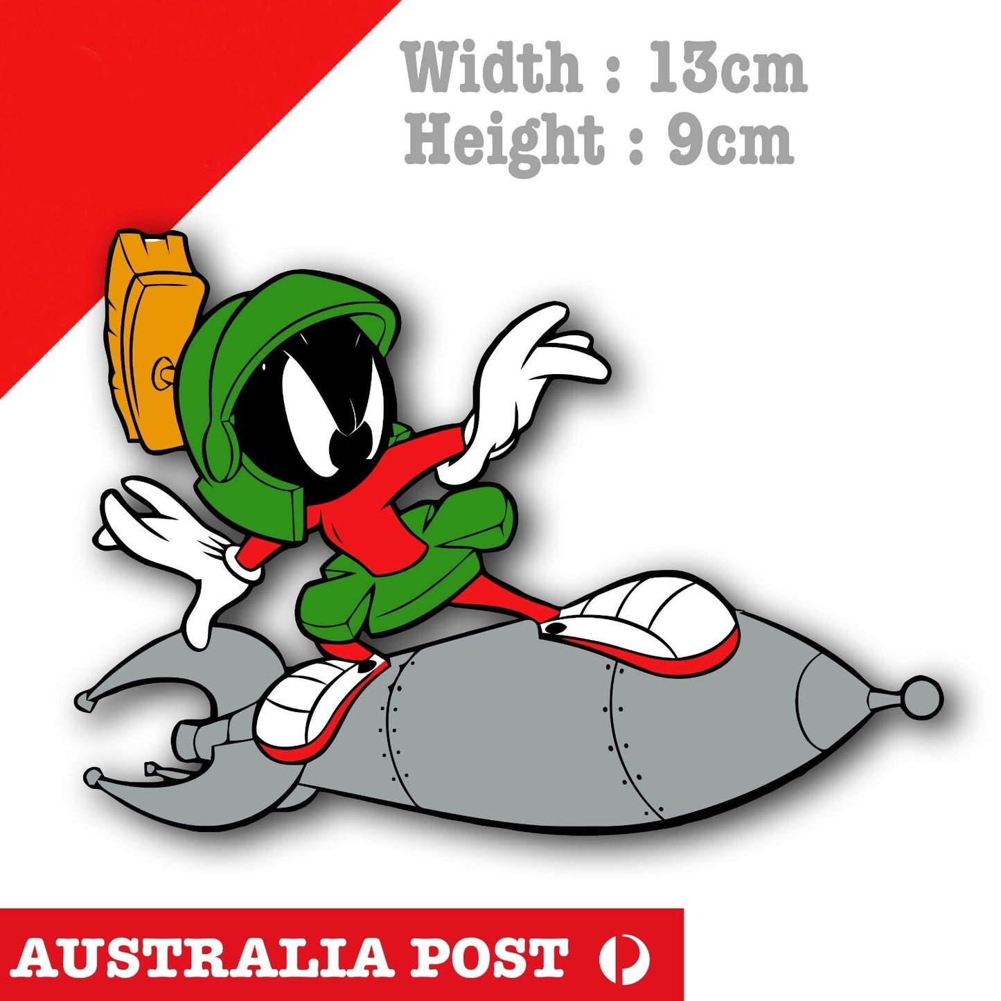 MARVIN the Martian Riding Rocket Funny Cartoon Decal Sticker 