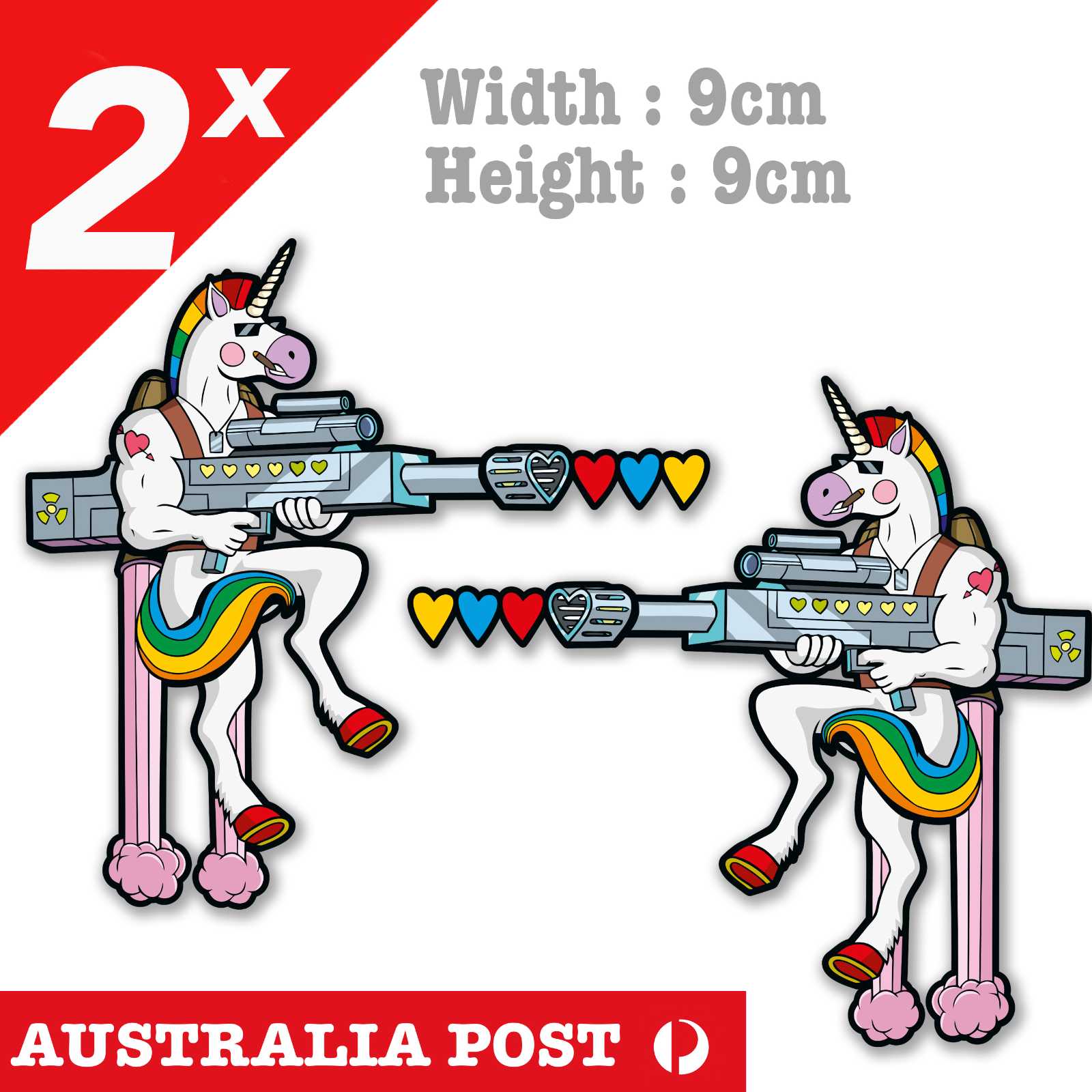 Unicorn Sticker Soldier of Love, Machine Gun Funny Love Sticker