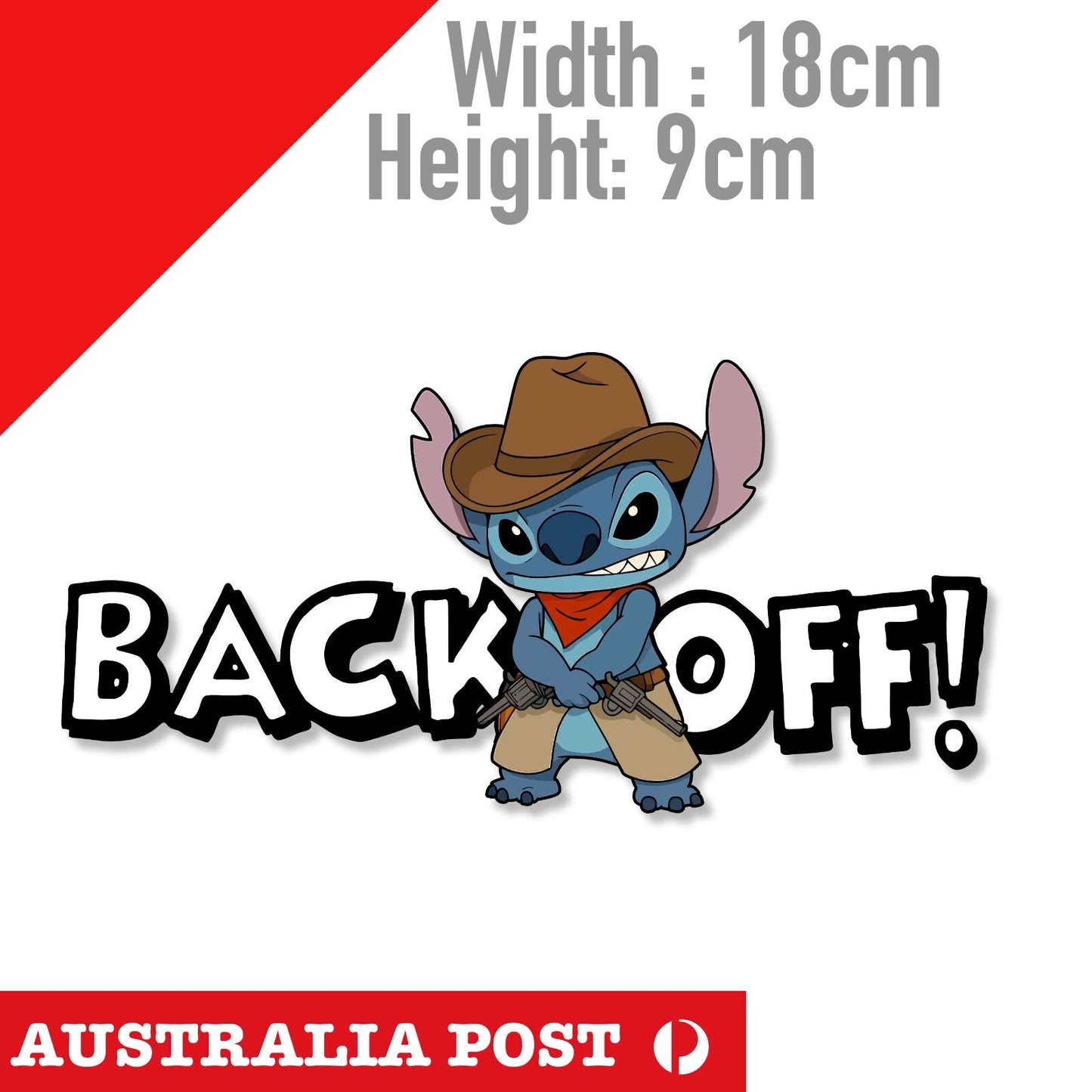 BACK OFF STITCH Cowboy Vinyl Decal Sticker Car Window Laptop Lilo Disney  Hawaii