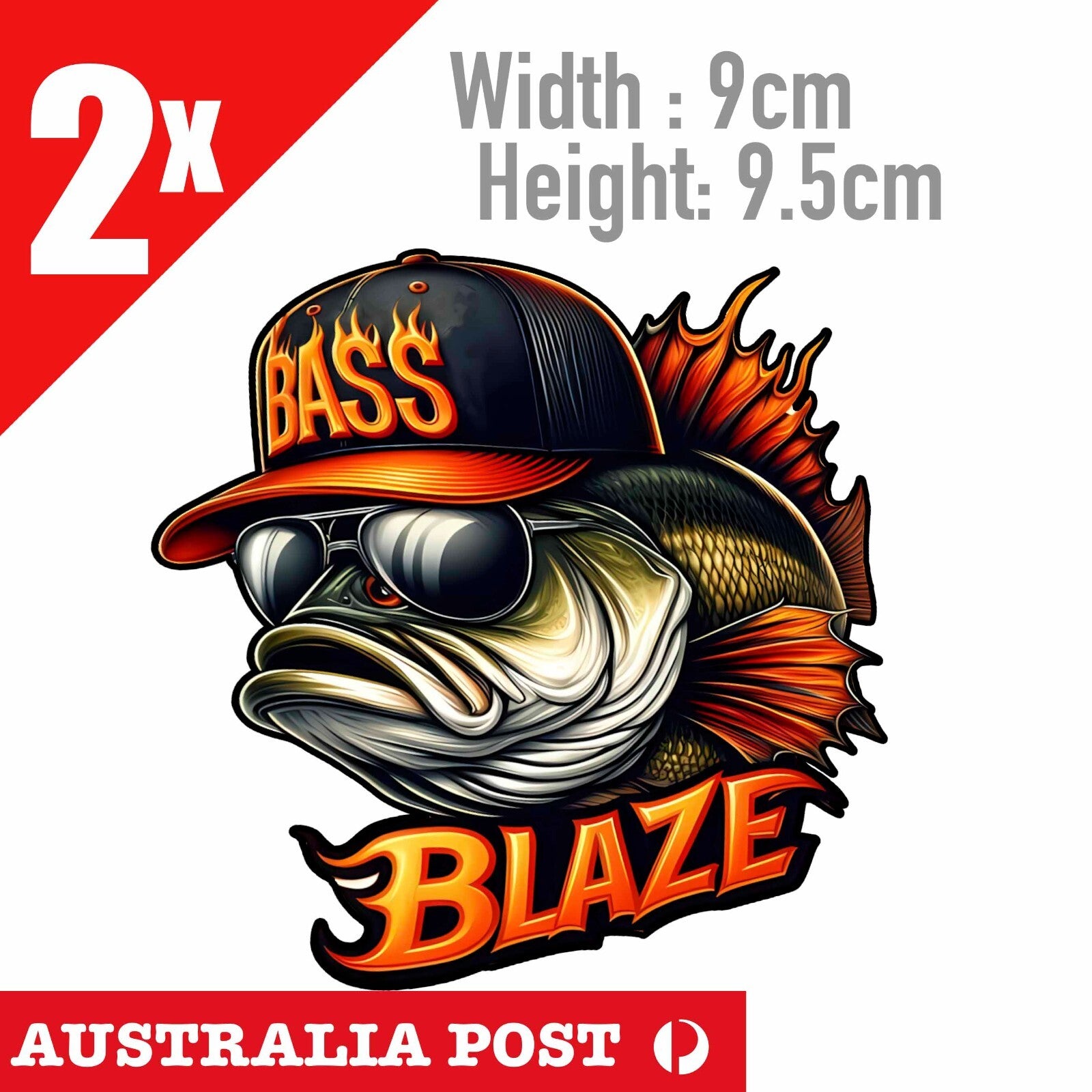 Mouth Bass Fish Blaze  Boat Kayak Laptop Window Sticker