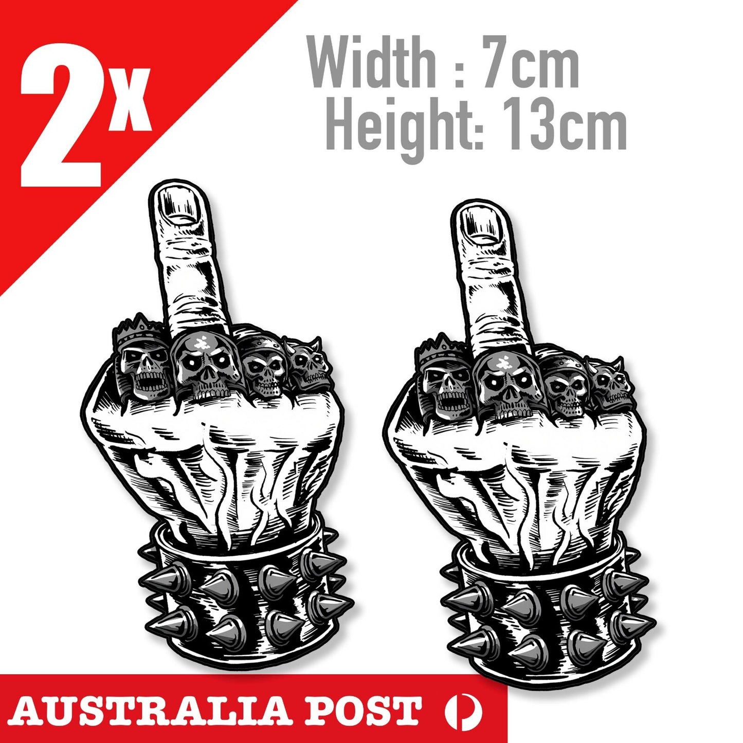 SKULL Ring Hand middle Finger, Fist of Fury, Car Window Stickers