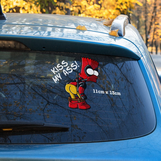 Bart SIMPSONS as DEADPOOL Funny Car Window  Stickers