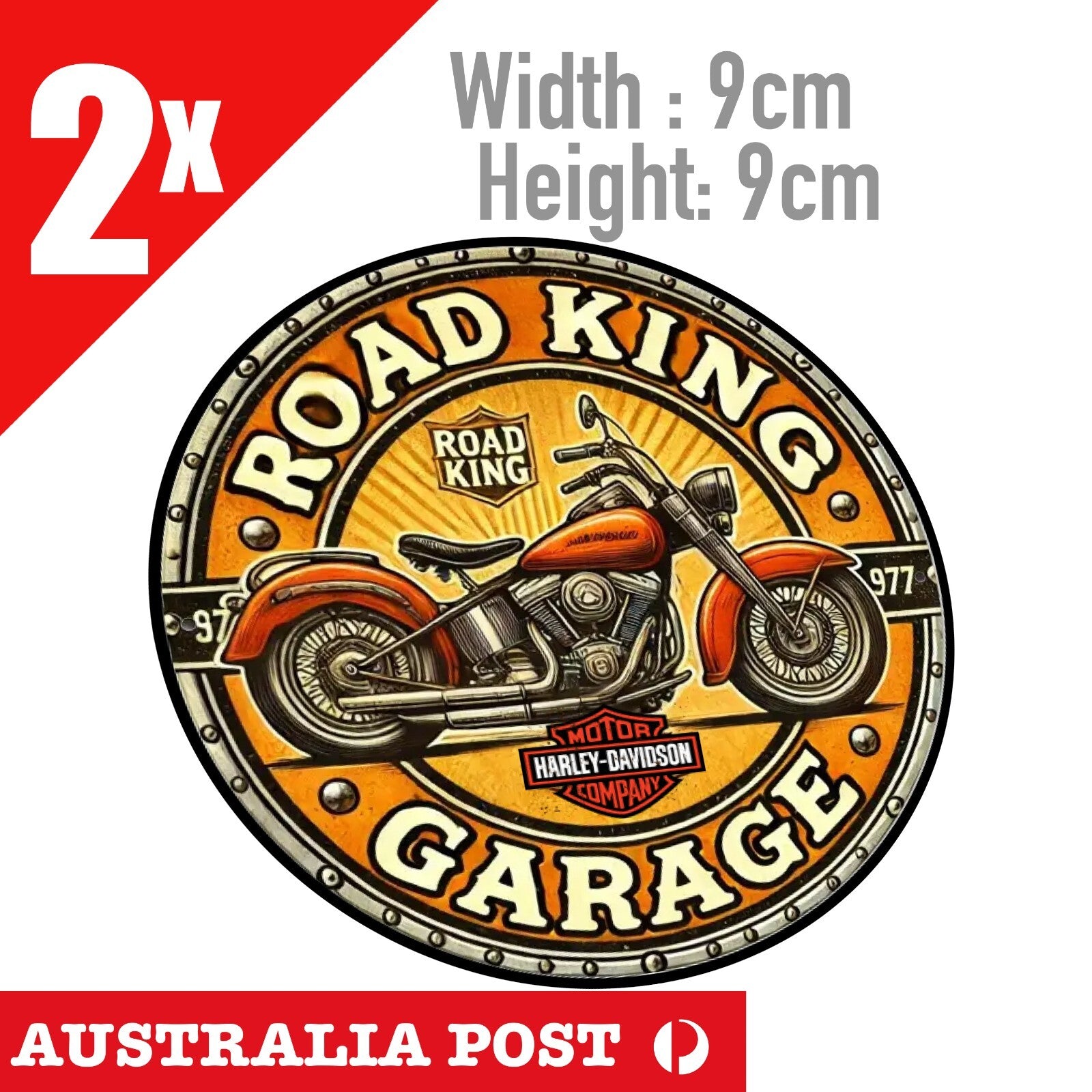 Harley Davidson MOTORCYCLE  ROAD KING,  Old Style  Round Sticker