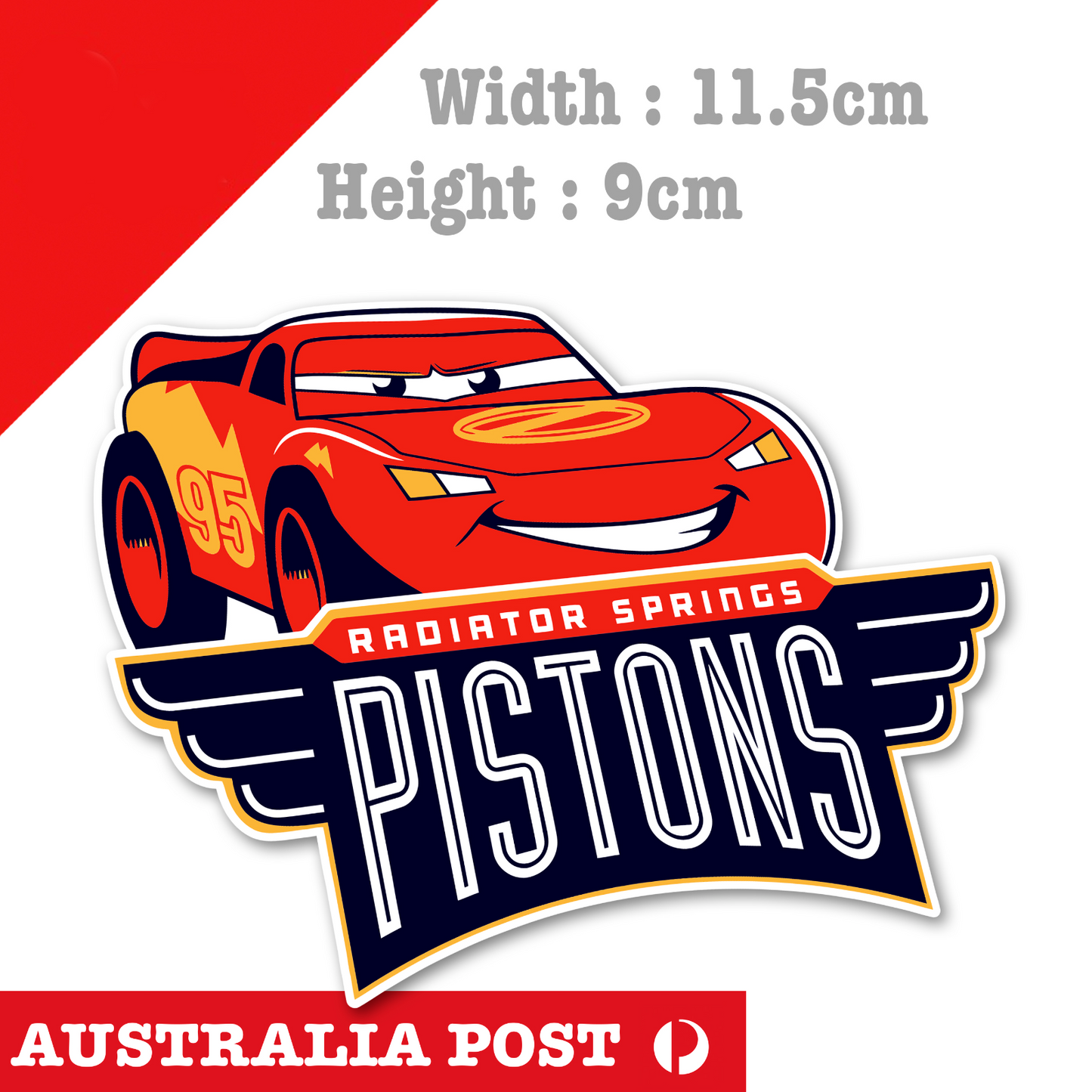 Disney Cars Lightning McQueen PISTONS logo, Laptop, Car Sticker