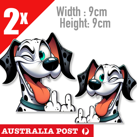 Dalmatian dog Winking Middle Finger Funny Dog, Car Window  Stickers
