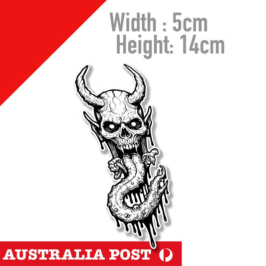 Skull Of Death with HORNS,Sticking tongue  OUT , Tattoo Skull Evil  Sticker