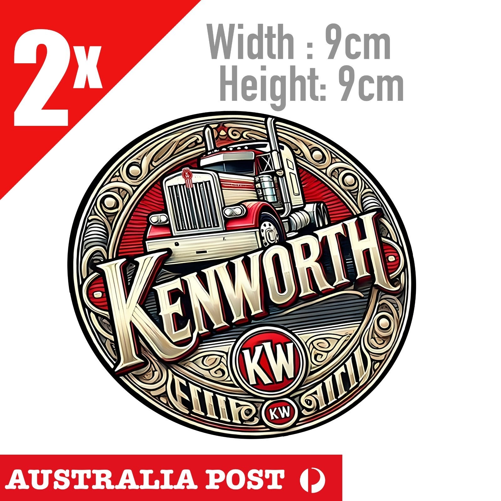 Kenworth Truck  Round Logo, Kenworth Truck Truck logo Round Retro Style Stickers