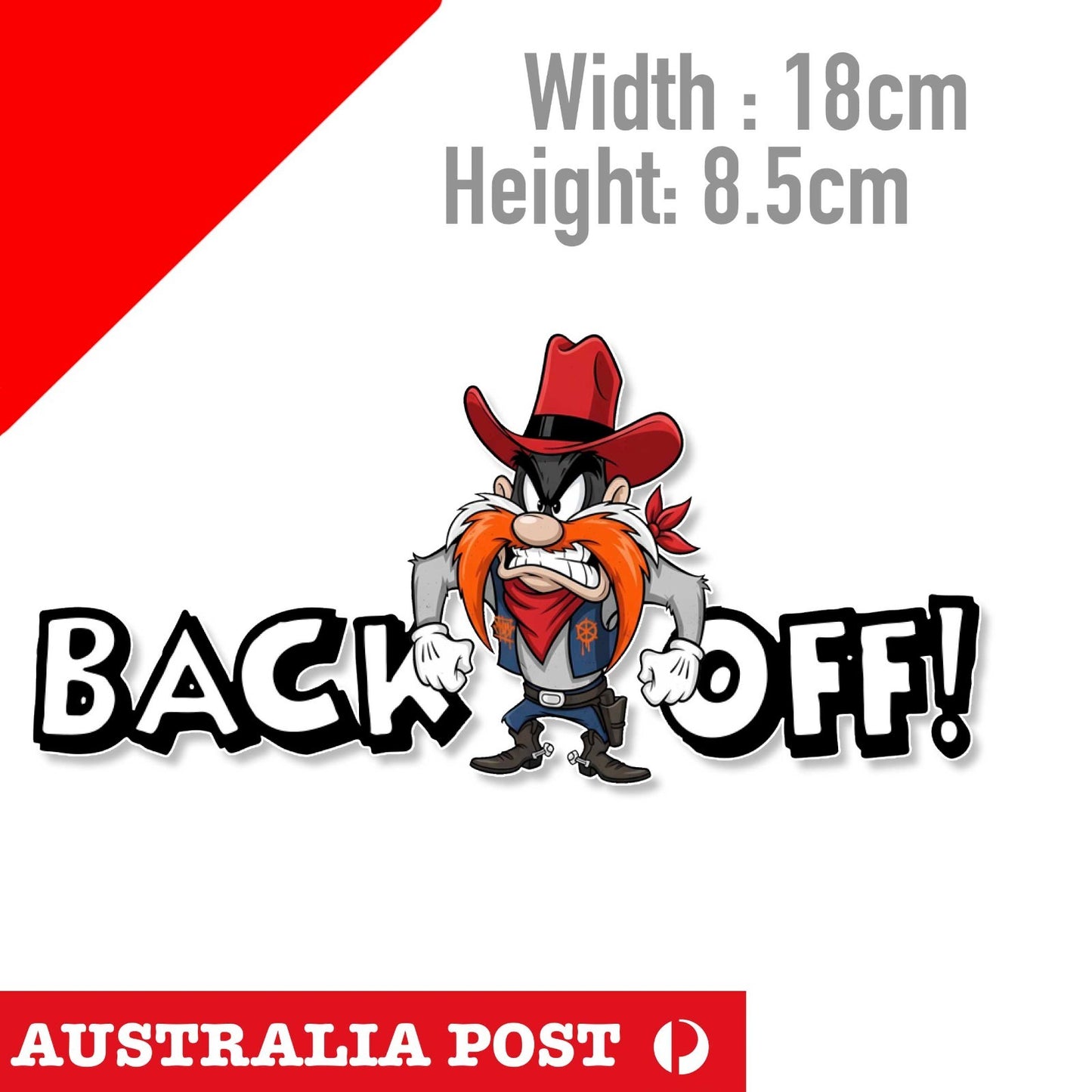 Yosemite Sam Back OFF  Funny Looney Tune cowboy  Angry Sticker