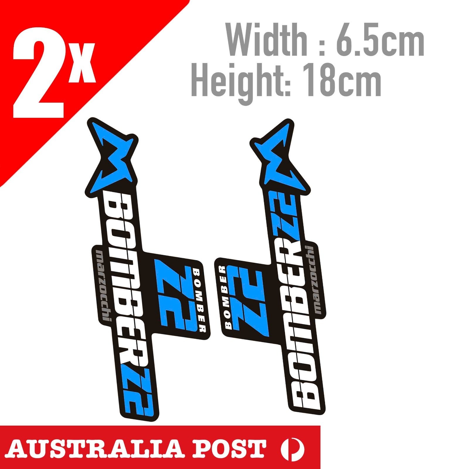 Marzocchi Bomber Z2 Fork Sticker for MTB Bike Bicycle Blue Decals