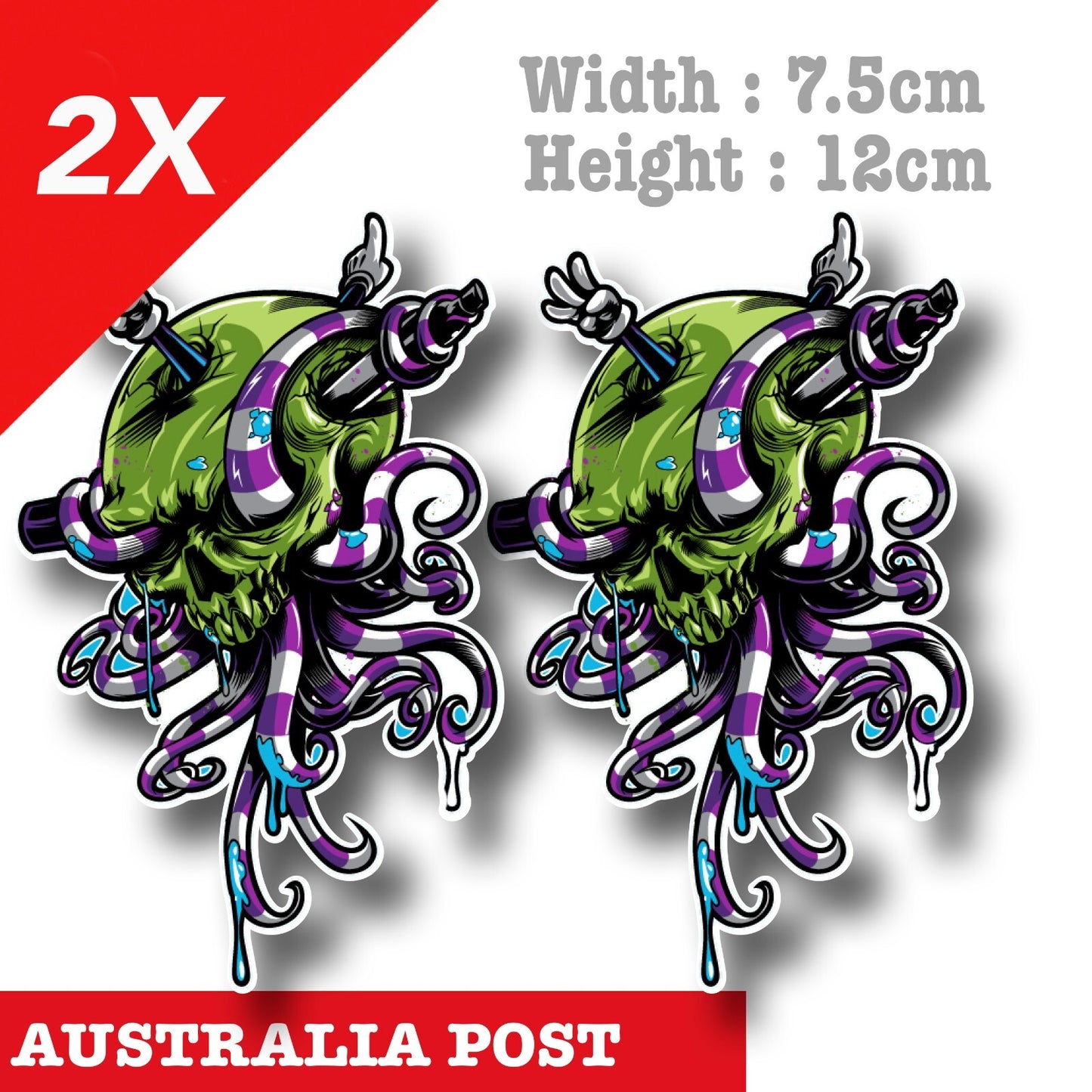 Green Skull with Octopus , Skull   Decal Sticker