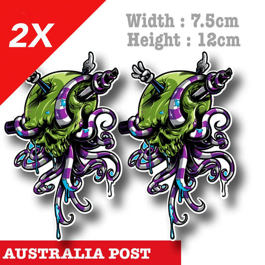 Green Skull with Octopus , Skull   Decal Sticker