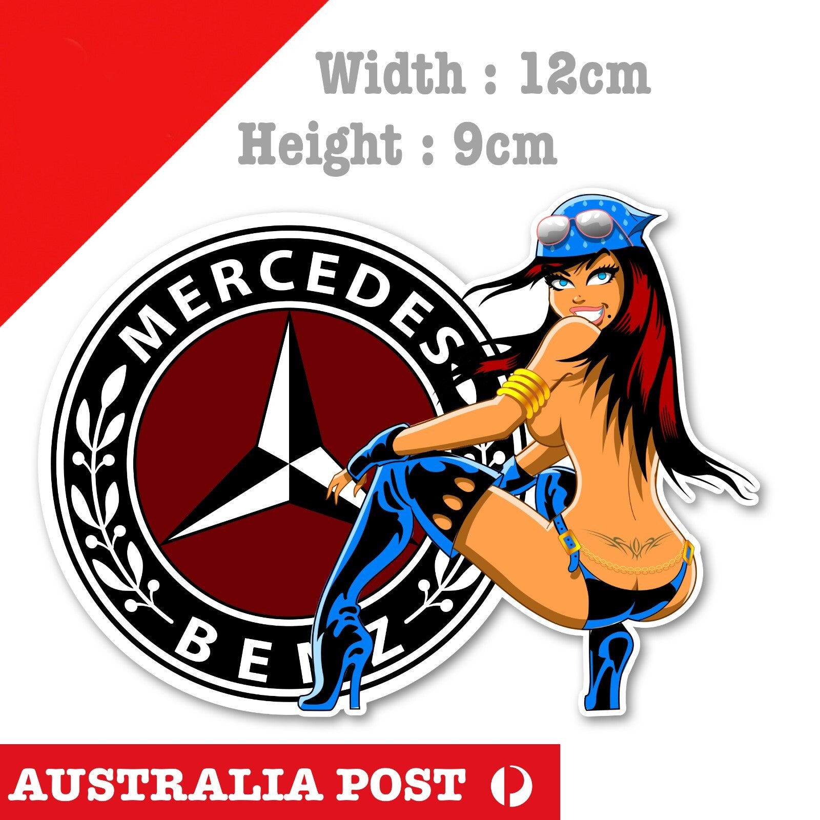 MERCEDES BENZ Sexy Brunet Pin Up Girl Logo Sticker , Car Logo Sticker