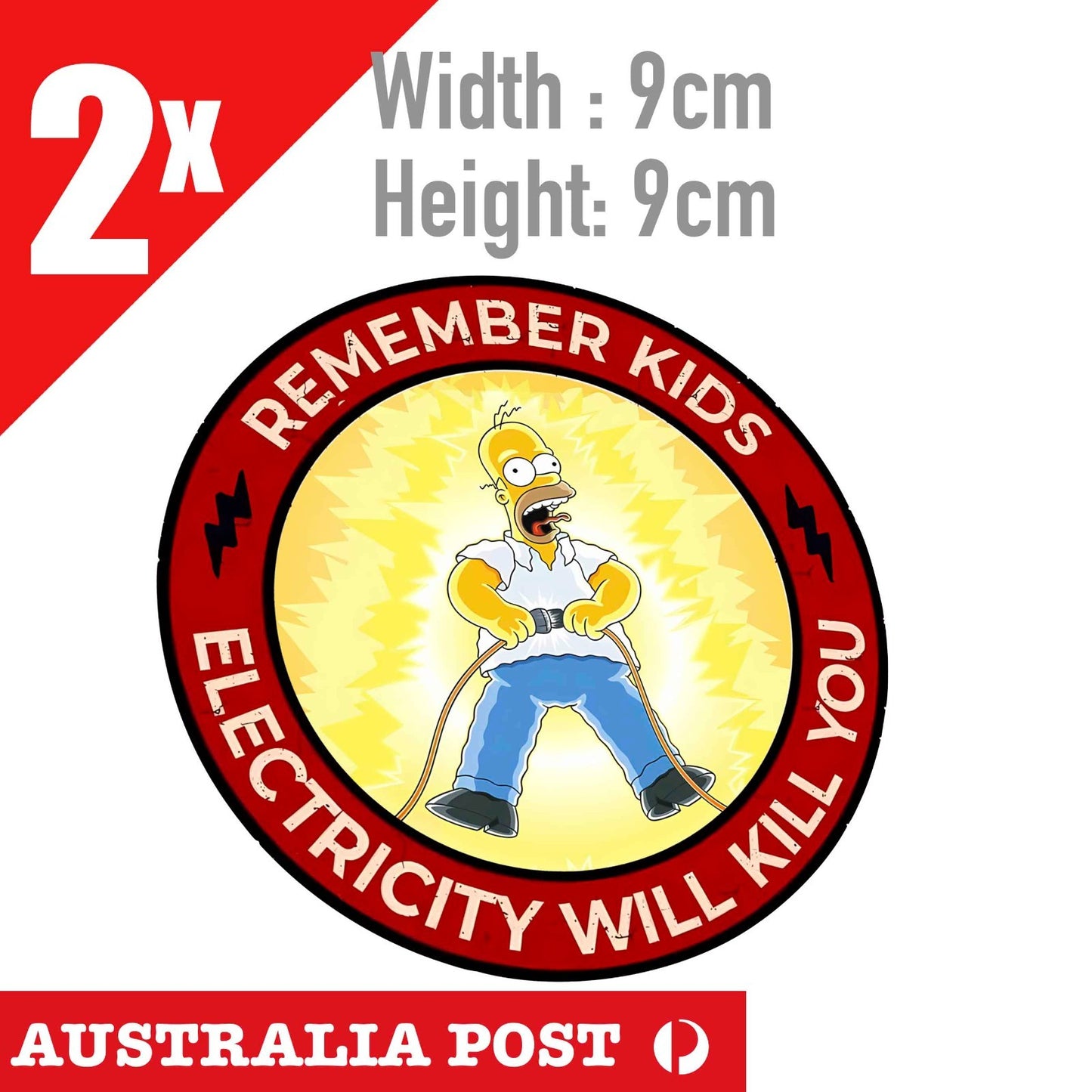 Electricity Warning Funny Sign, Electricity Will Kill you HOMER SIMPONS Sticker
