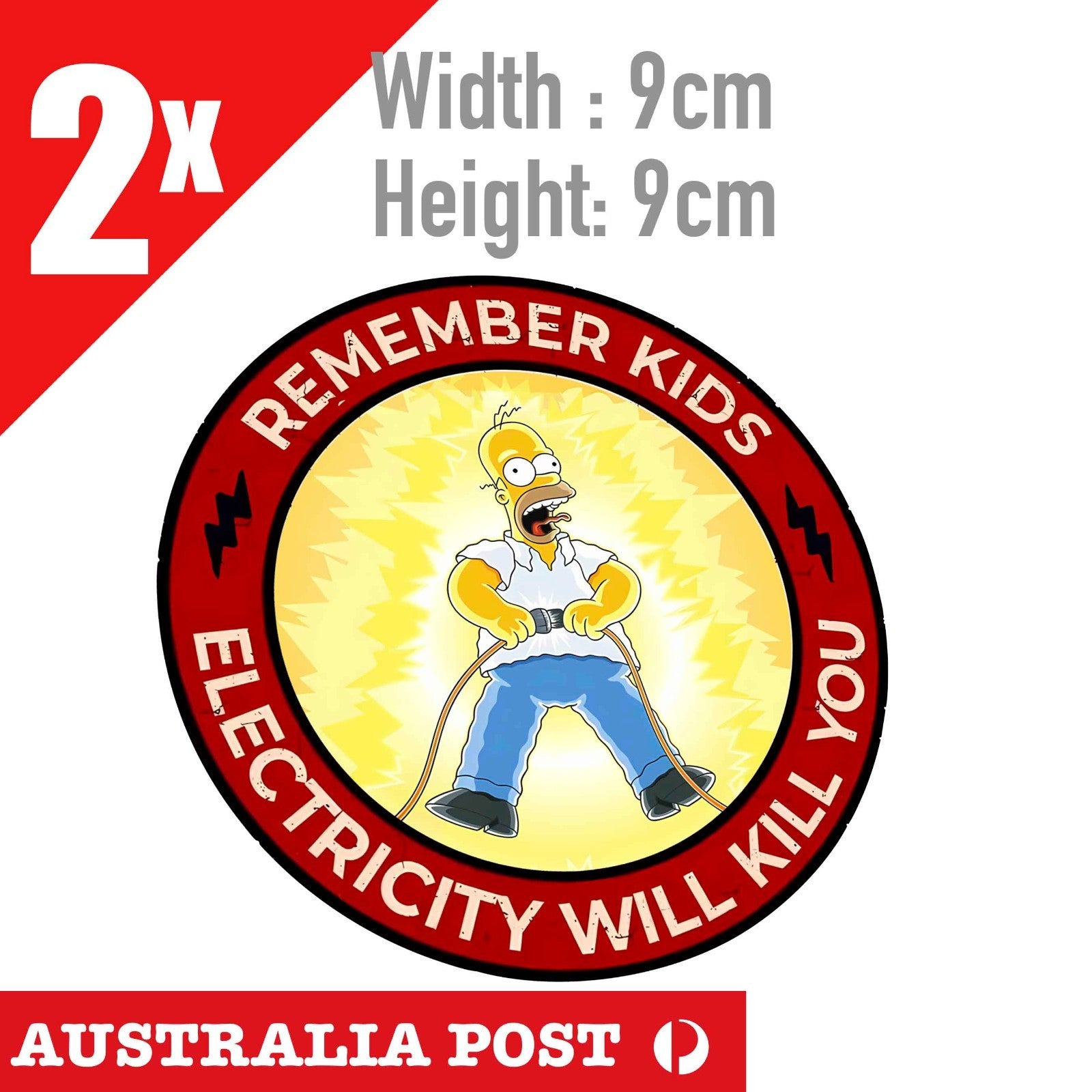 Electricity Warning Funny Sign, Electricity Will Kill you HOMER SIMPONS Sticker
