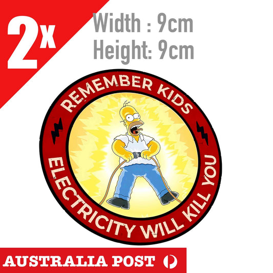 Electricity Warning Funny Sign, Electricity Will Kill you HOMER SIMPONS Sticker