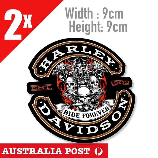 EVIL SKULL Motorcycle Rider ,RIDER FORVER, Fuel Tank, Harley Stickers