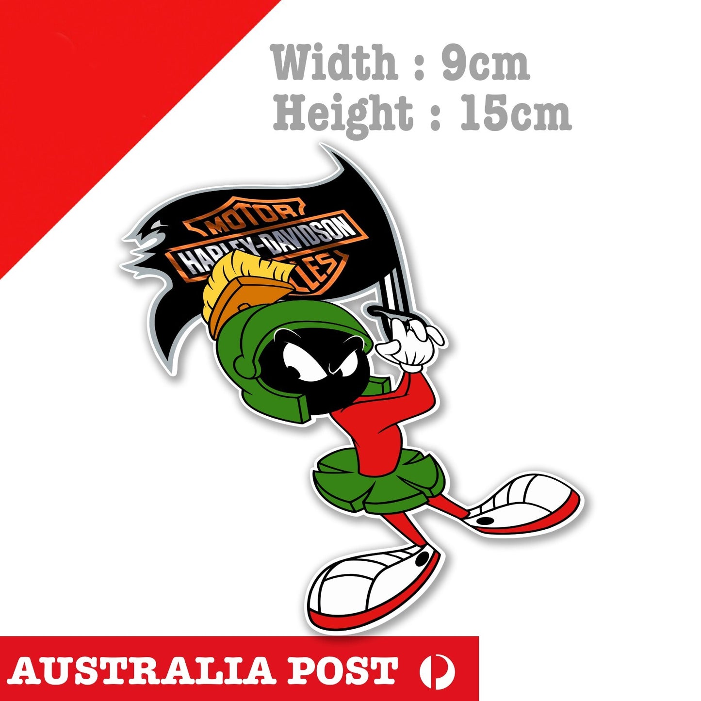Harley Davidson Flag MARVIN the Martian with Sword Funny Cartoon Sticker