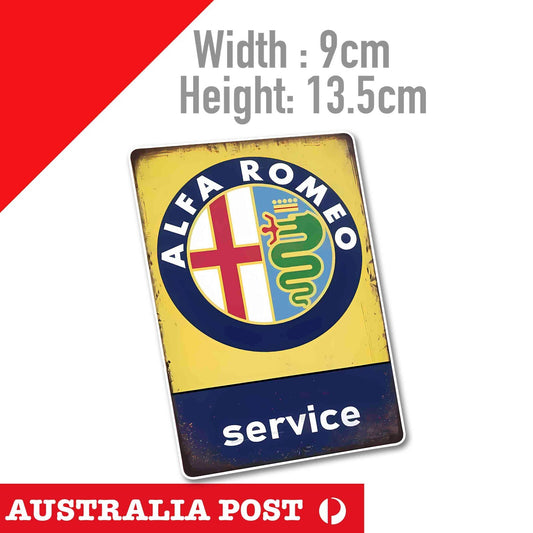 ALFA ROMEO Vintage Service LOGO Italian Flag Badge Decal Stickers