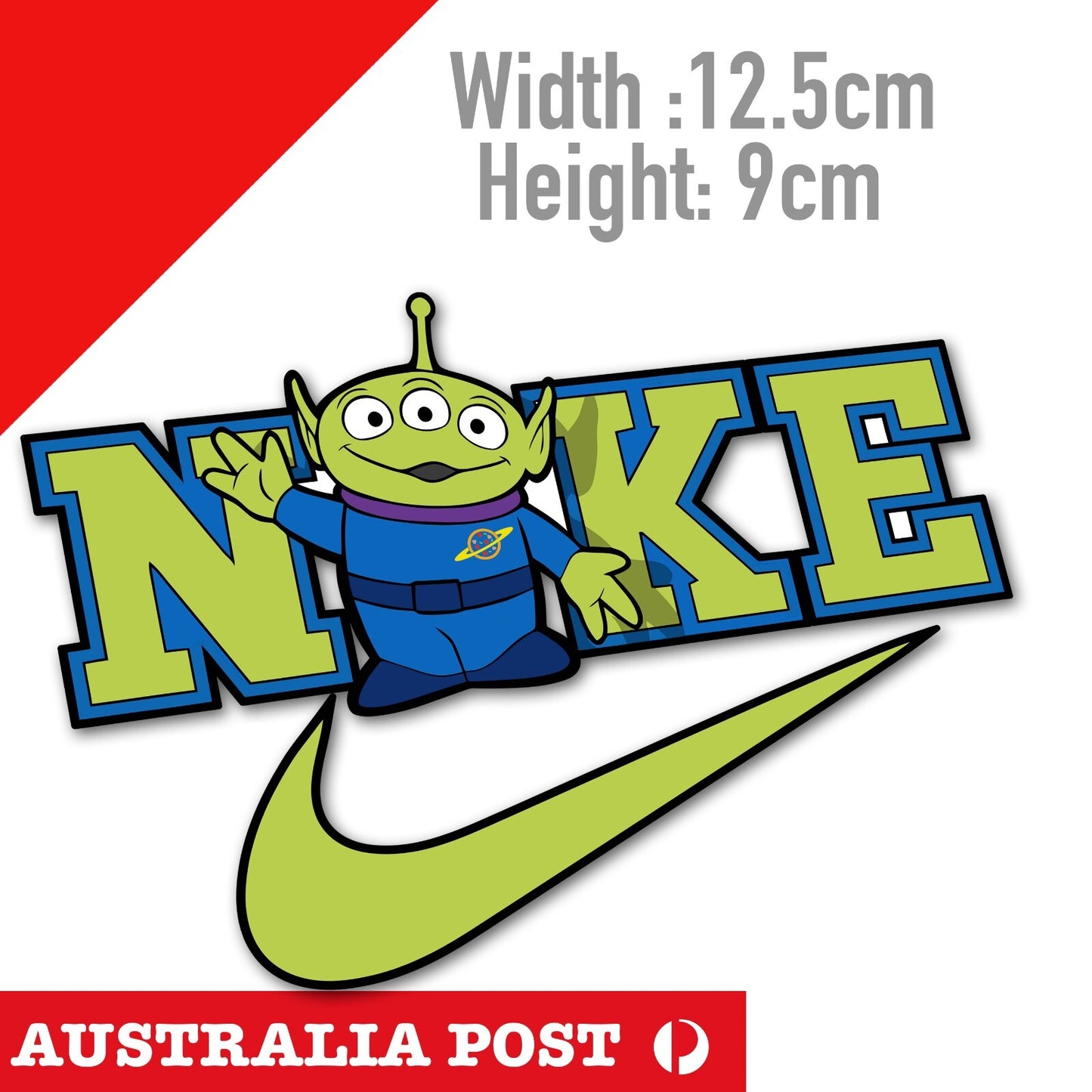 NIKE Logo Toy Story Alien Pizza Funny Logo Sticker