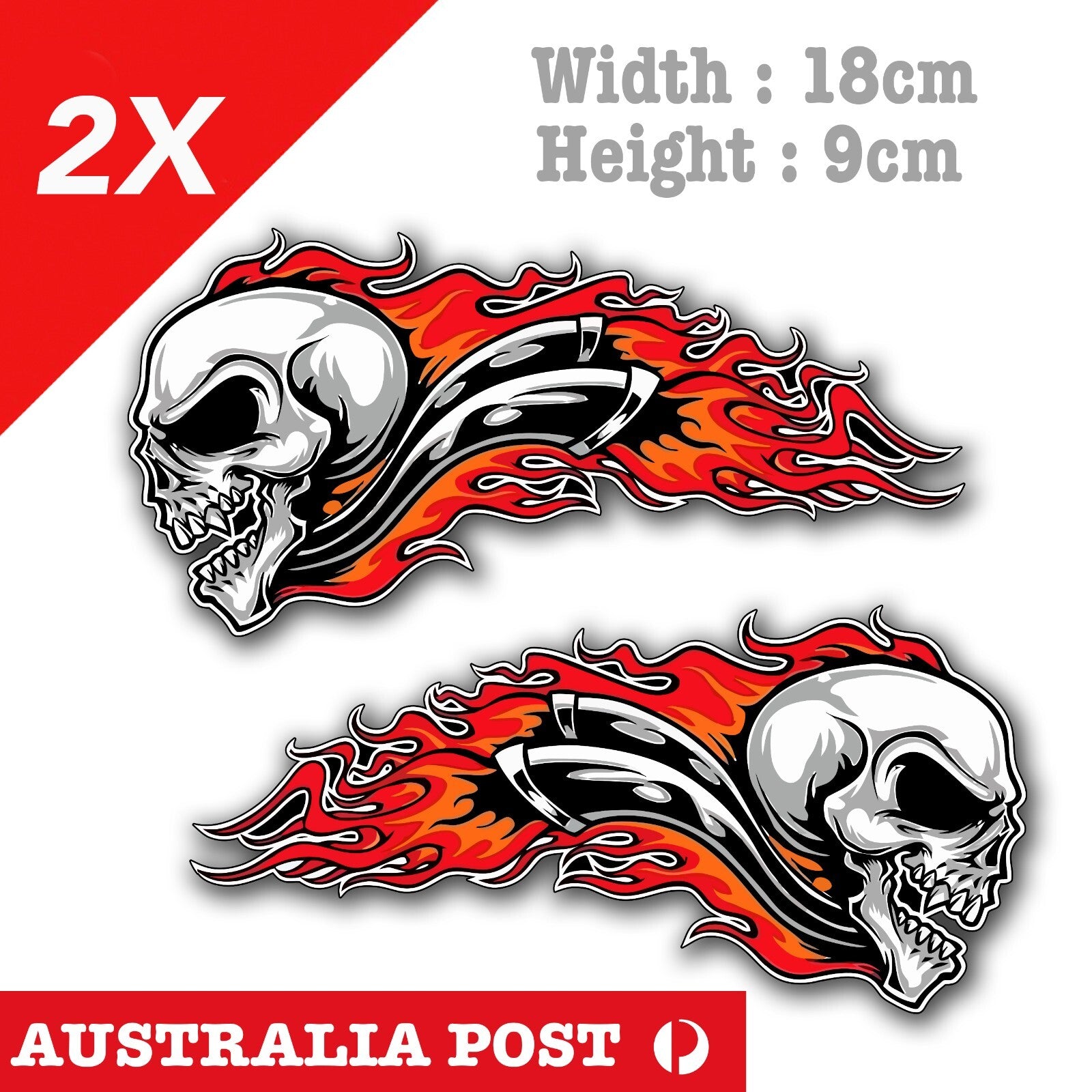 Flame Skull motorcycle Fuel Tank, Turbo, Exhaust Decal Sticker