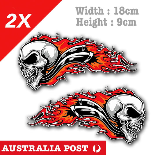 Flame Skull motorcycle Fuel Tank, Turbo, Exhaust Decal Sticker