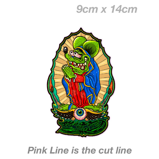 Rat Fink Rat Rod Praying  Mancave Rat Hot Rod Americana Vinyl  Sticker 