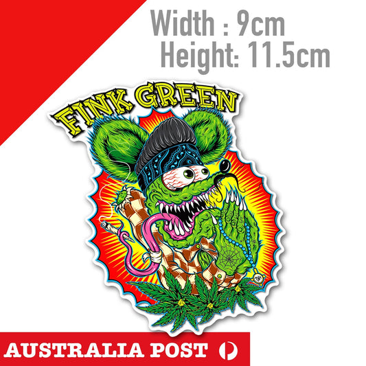 Rat Fink Green Weed Pray Funny Mancave Hot Rod Americana Vinyl  Sticker 