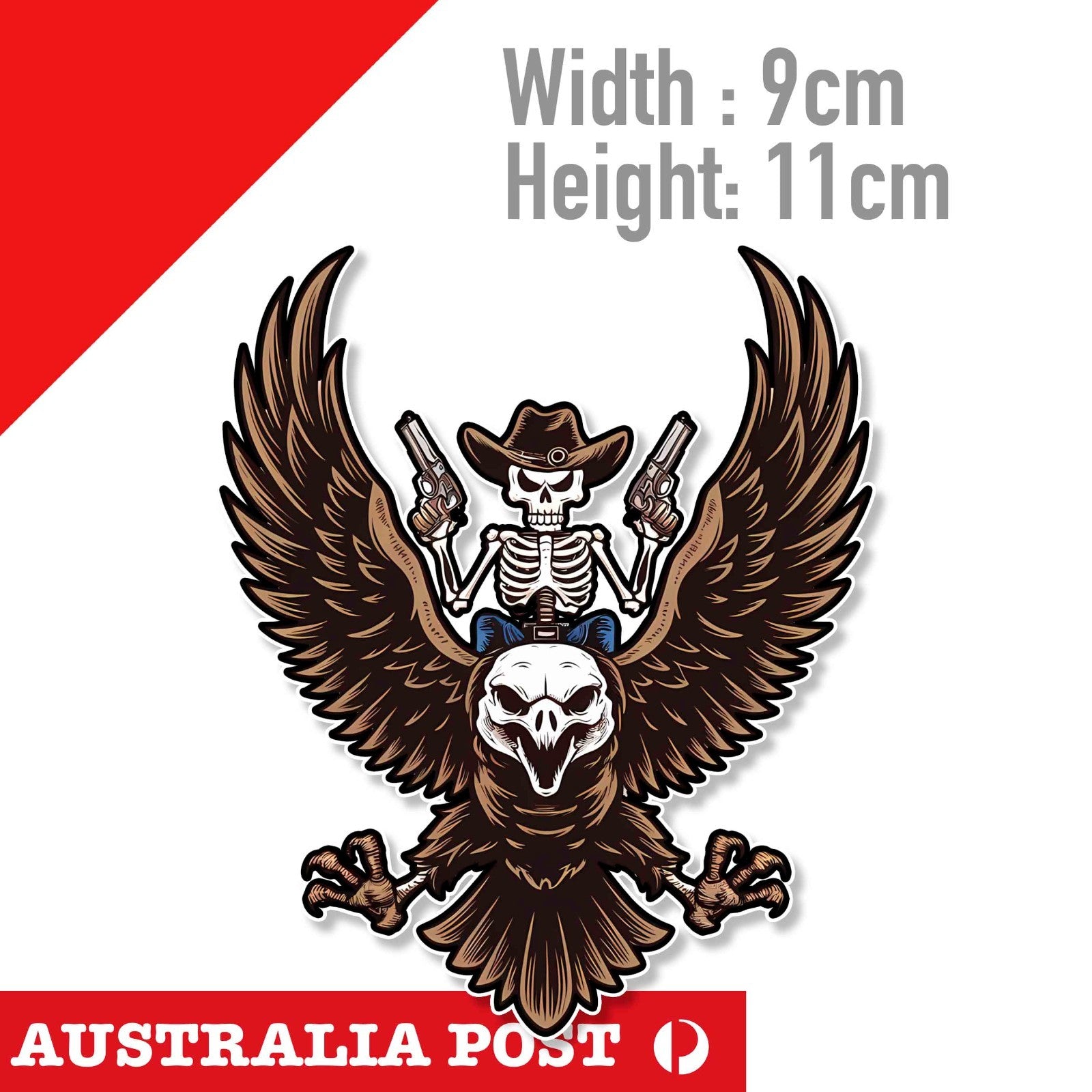 COWBOY Skull Eagle Rider Funny Skull, Cowboy with gun Sticker