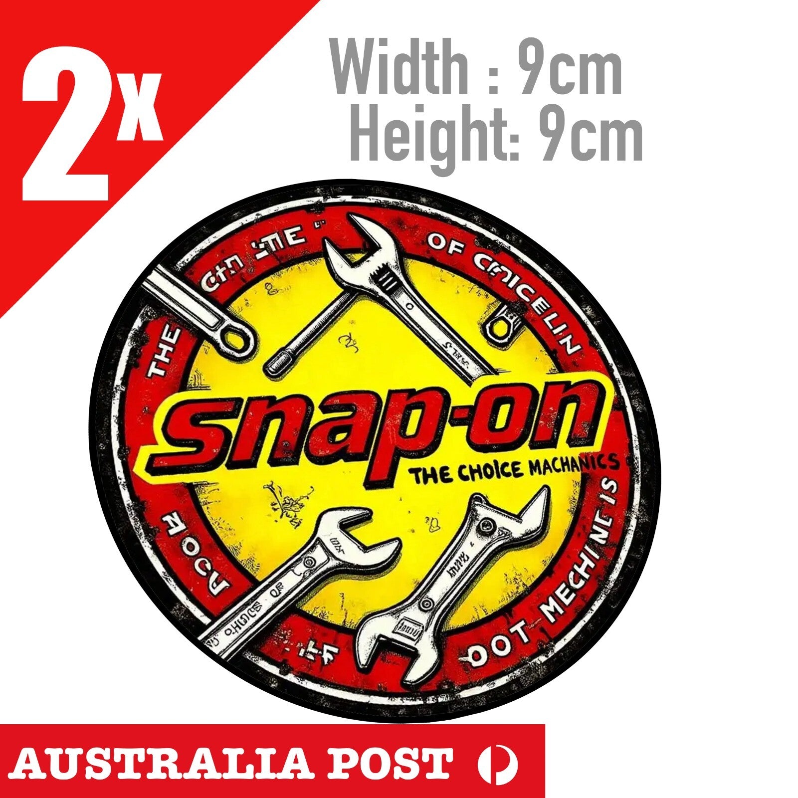 SNAP ON TOOLS Round Rustic ,  Damaged,  Old Style , Garage , Mechanic Sticker