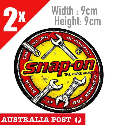 SNAP ON TOOLS Round Rustic ,  Damaged,  Old Style , Garage , Mechanic Sticker