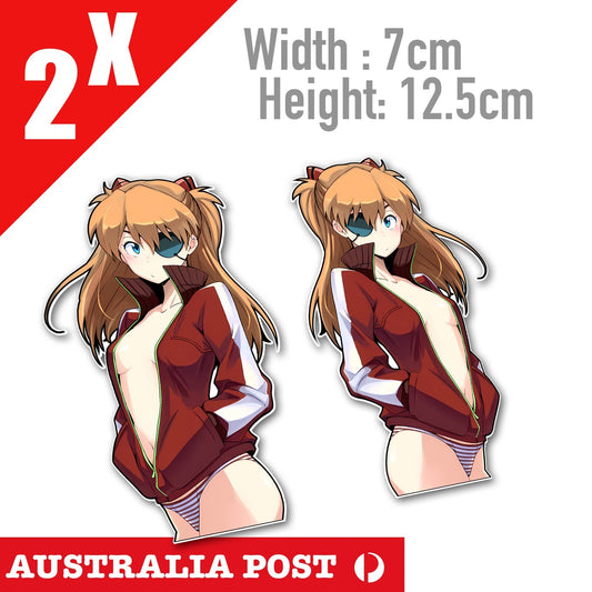 Asuka Langley Soryu Sexy Outfit with Eye Patch, EVANGELION EVA JDM  Stickers