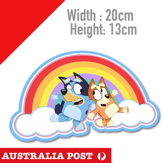 Bluey The Dancing Dog with Bingo Rainbow Cartoon Sticker