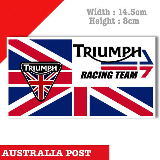 Triumph Racing Motorcycle Logo Kingdom Flag, Helmet Bike Decal Sticker