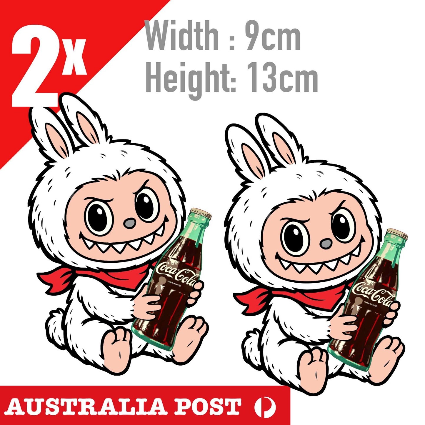 LaBUBU The Monsters  , Labubu Monster COCA COLA Can Cute White Monster Sticker