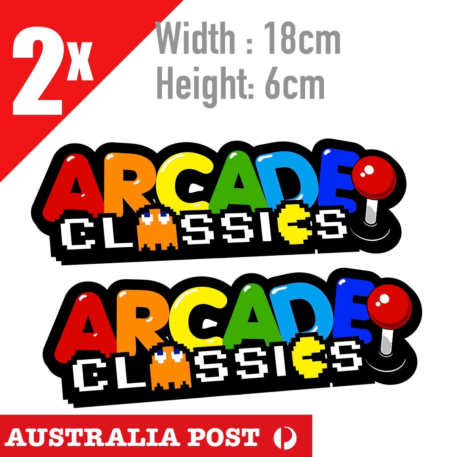 Arcade Classic Logo Font Pac-Man Classic Game,Arcade Game 2x Sticker