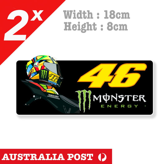 Monster Energy Valentino Rossi Number 46 Motorcycle Helmet Logo Stickers