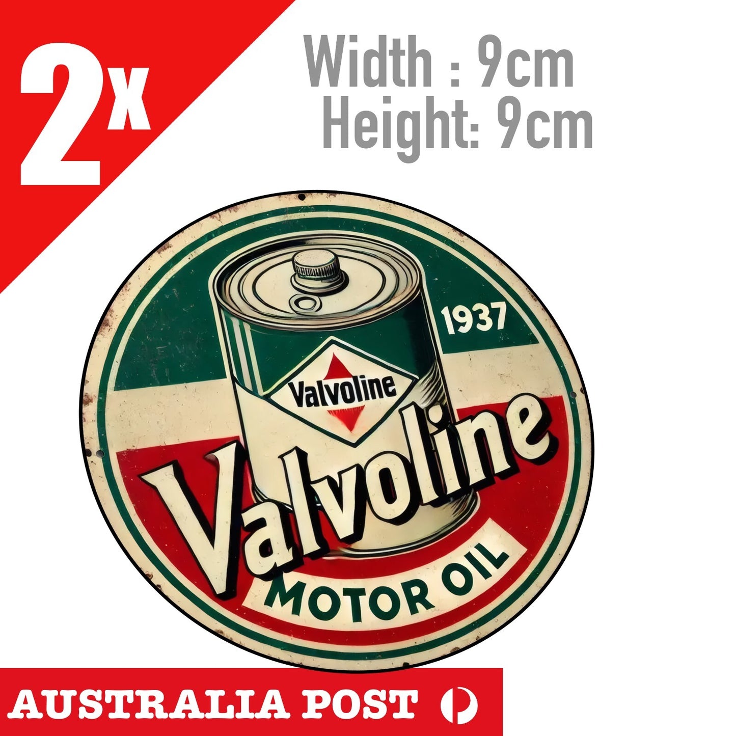 VALVOLINE Motor Oil Round damaged, Rustic Style Round  Stickers