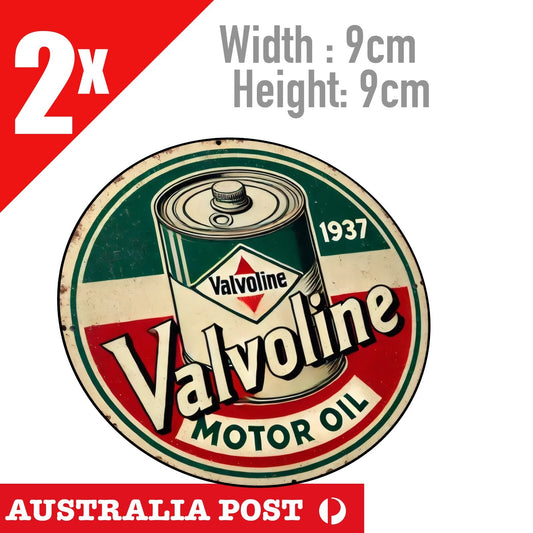 VALVOLINE Motor Oil Round damaged, Rustic Style Round  Stickers