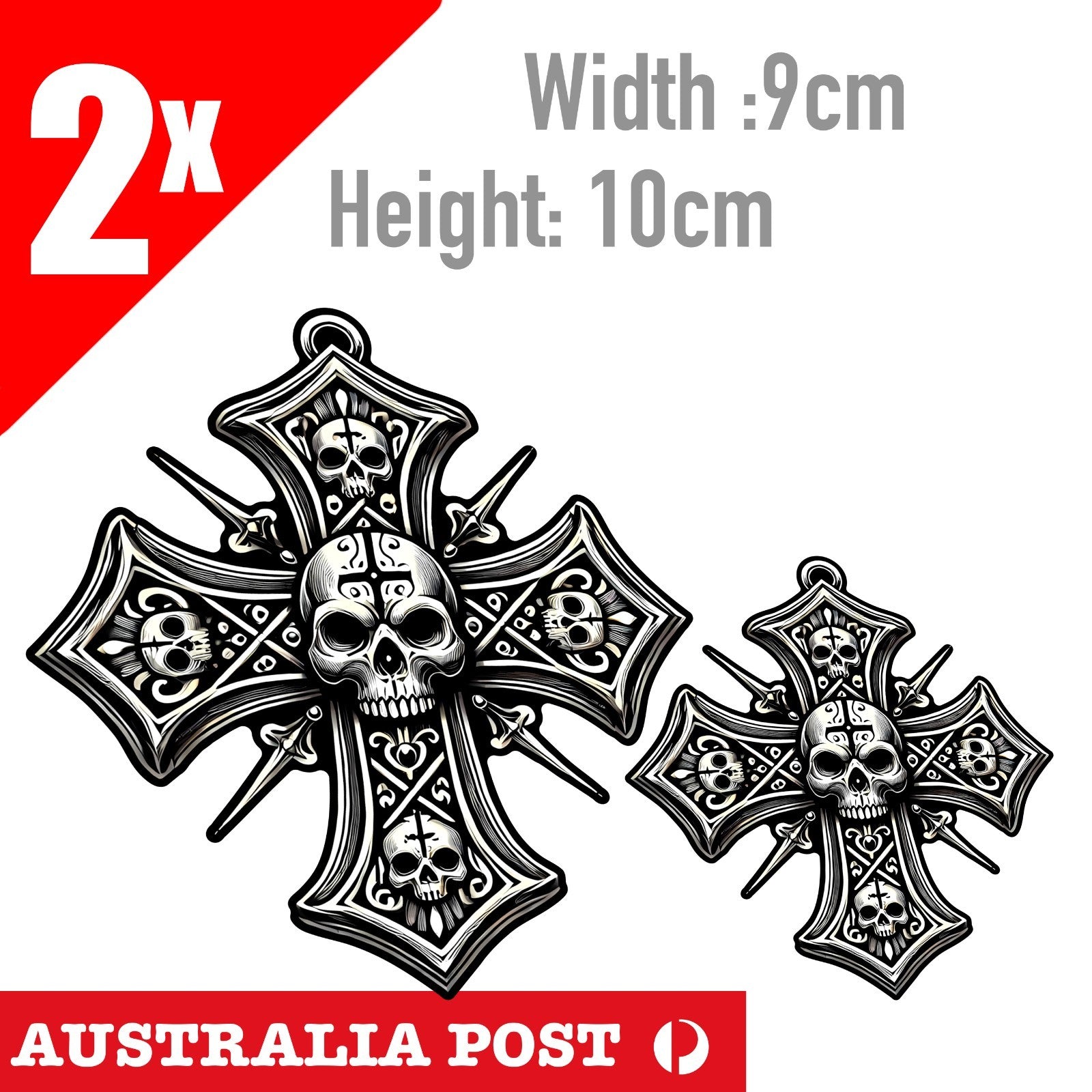 Evil Skull CROSS , Motorcycle Helmet, Fuel Tank, Skull Logo Sticker