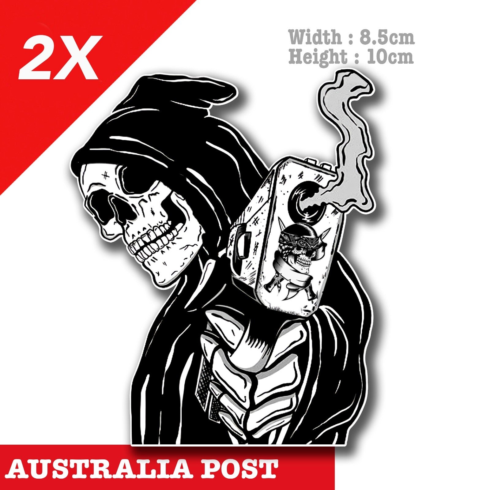 Skull Gangster with Gun Shooting Car Stickers