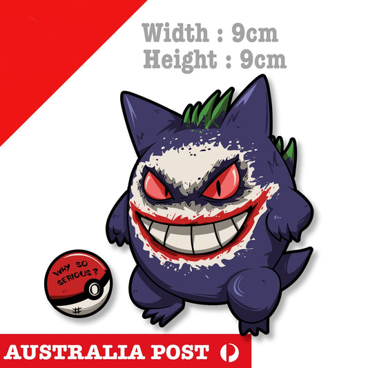 Pokémon Gengar Ghost of Shadow As The Joker DC Funny Sticker