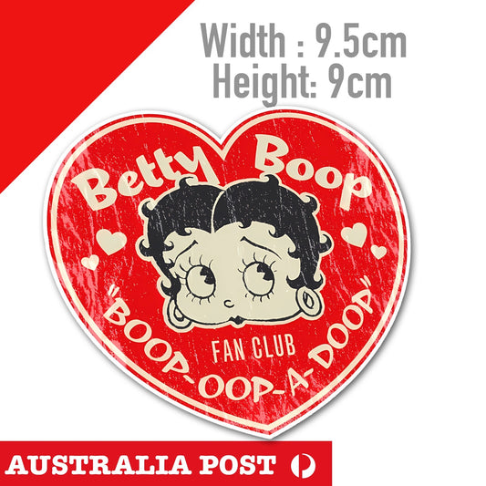 Betty Boop Heart FAN CLUB Badge,Vintage Betty Boop Damaged Sticker