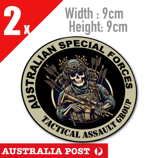 AUSTRALIAN Special Forces Skull Tactical Assault Group Round Badge Stickers